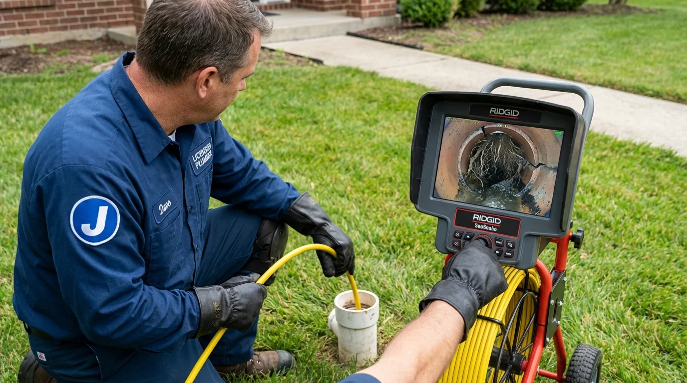 Sewer camera inspection being performed by Johns Plumbing LLC in Cranford