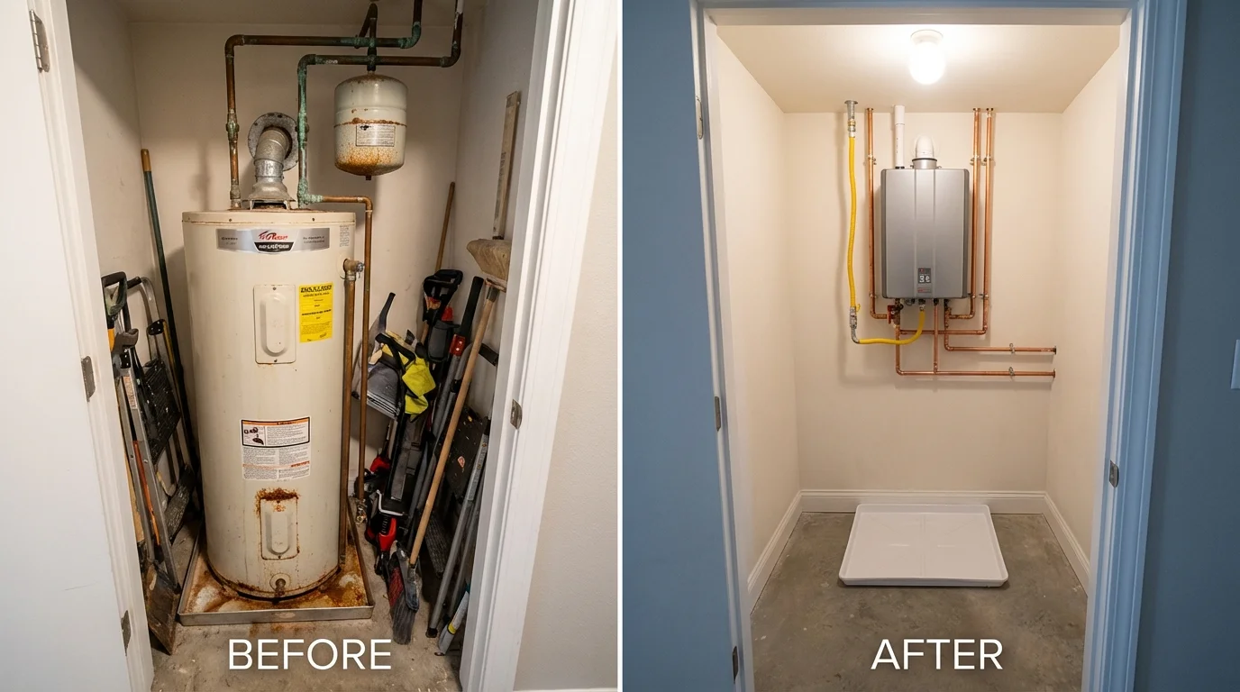 Tank water heater versus wall-mounted tankless unit comparison for Cranford, NJ homeowners